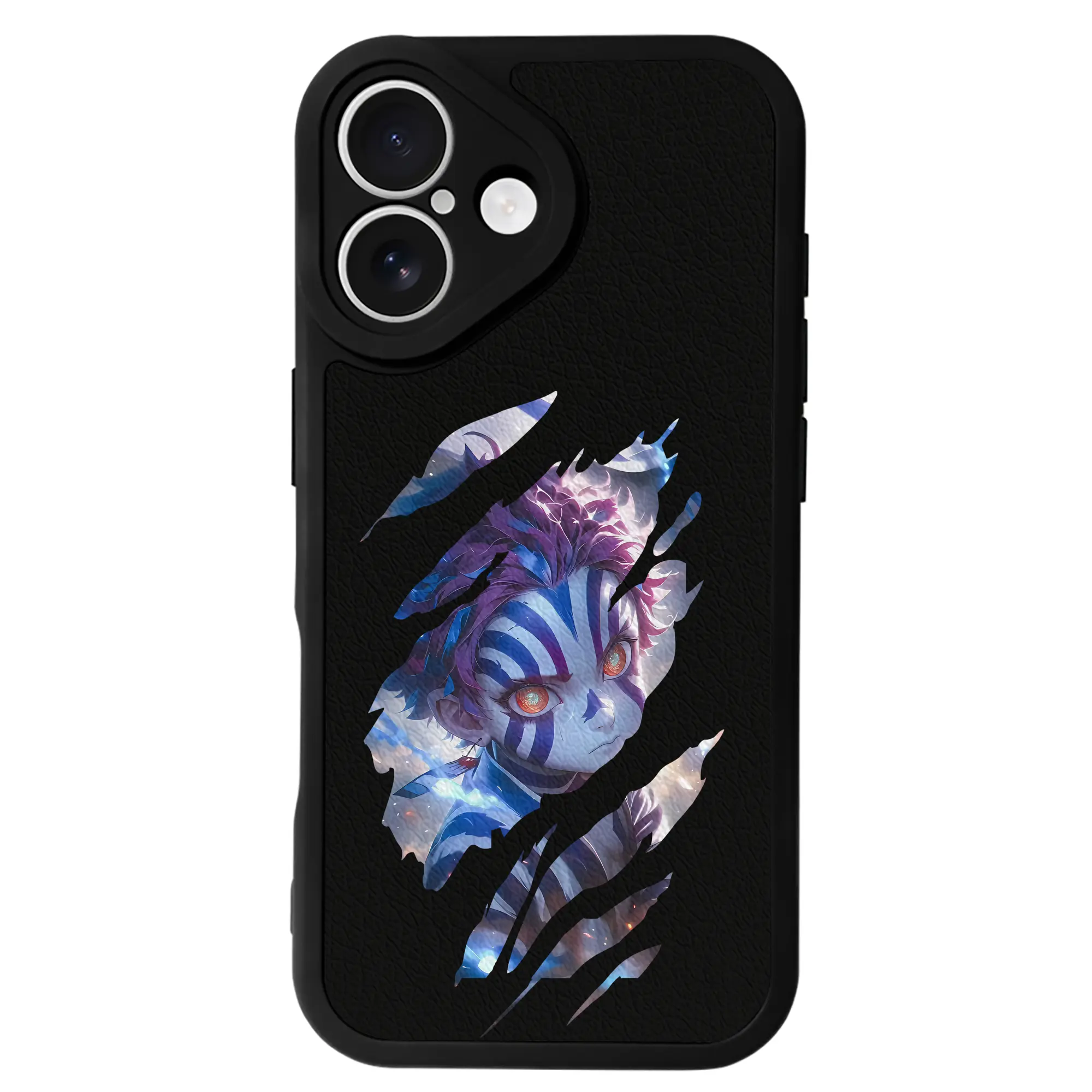 鬼滅の刃 グッズ,猗窩座 - IPhone 16シリーズ対応 ・ シリコンスマホケース ・ レザー調 ・ 高精度フィット ・ 耐衝撃 ・ ワイヤレス充電対応 ・ 精密カット